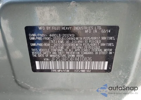 2015 Subaru Forester 2.5I Premium from USA, damaged, VIN JF2SJAFC4FH410826